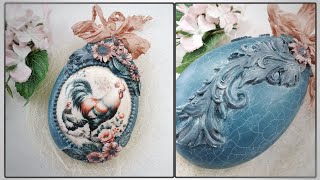 Egg with a rooster and a hen 🐓Jajko z kogutem i kurą🥚🐓🥚 decoupage diy...