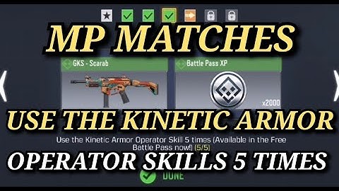 Use The Kinetic Armor Operator Skills 5 Times Task Complete || Call Of Duty Mobile ||