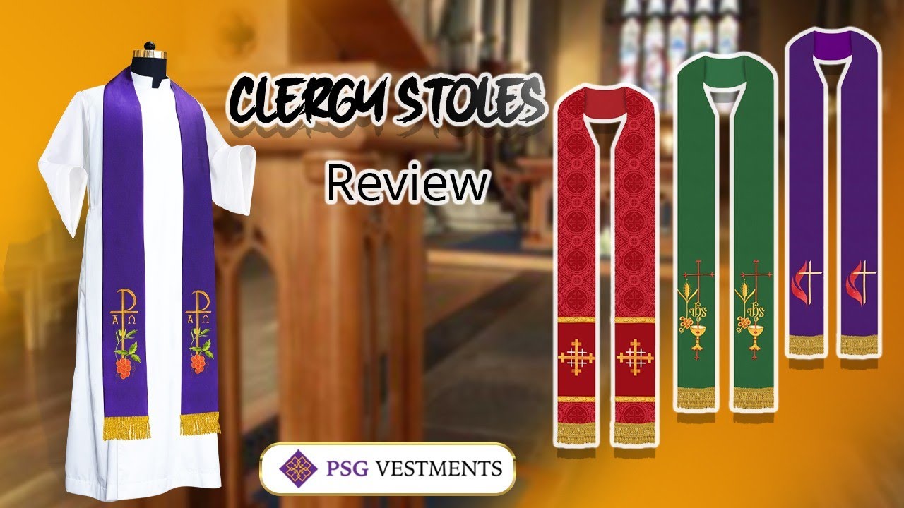 Clergy stole collections with symbol of Christianity