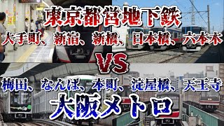 東京都営地下鉄五大駅VS大阪メトロ五大駅の戦い　勝つのはどっち？　#強さ比べ　#東京都営地下鉄　#大阪メトロ　#ランキング