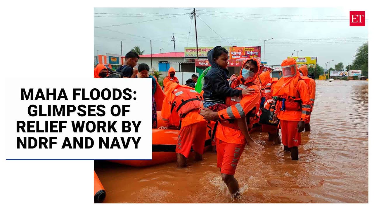 Glimpses of relief work by NDRF and Navy in Maharashtra flash floods