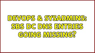 DevOps & SysAdmins: SBS DC DNS entries going missing?