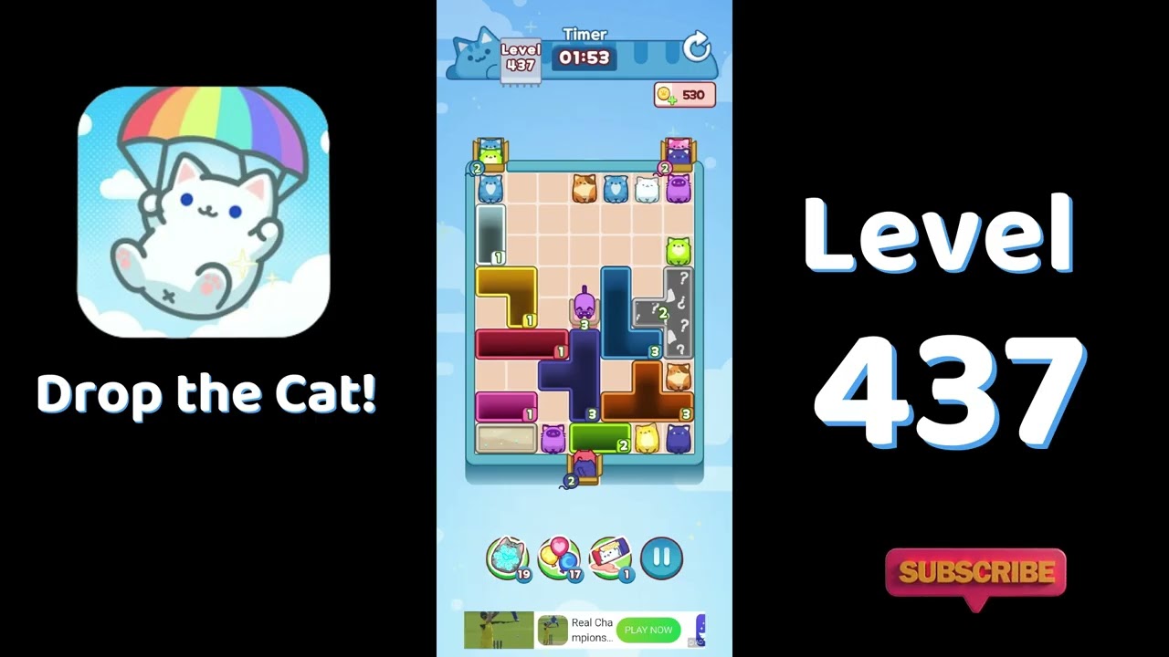 🎮 Drop the Cat! Level 437 Walkthrough | Fun Candy Puzzle Challenge 🐱