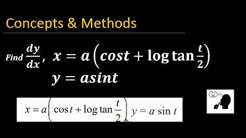 x=a(cost+logtan(t/2)) y=asint find (dy/dx)  || `x=a(cos t + log tan t/2), y =a sin t`