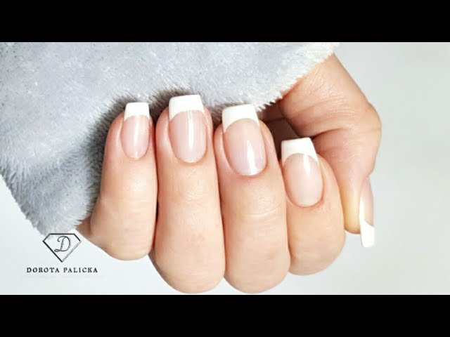 How to do french manicure gel polish nails. French manicure on natural nails  with gel. 