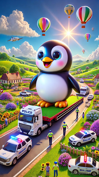 ❤️ Cat Sound 😻 Giant Penguin Transporting 🐧🚚 #cat #gato #shorts #penguin