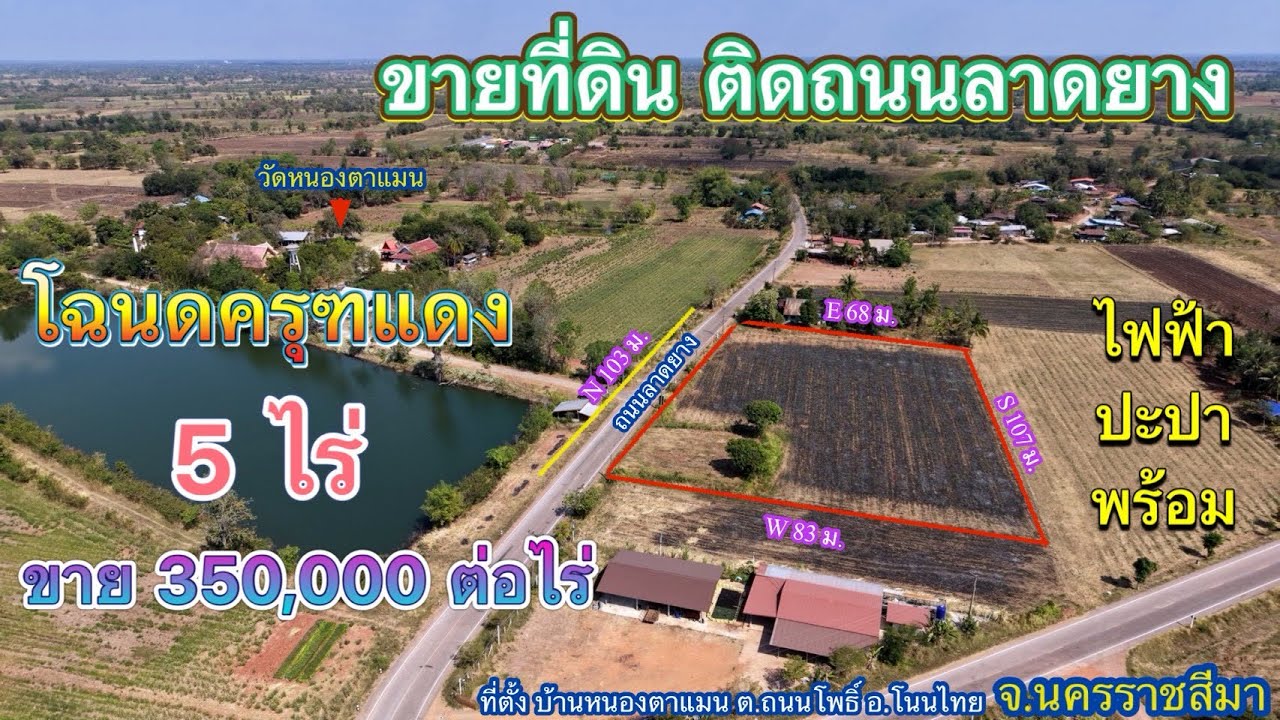 ที่ดิน โคราช no.575 ที่ดินที่ไร่สวยๆ ติดถนนลาดยาง อยู่ในหมู่บ้าน เหมาะสร้างบ้านที่อยู่อาศัย
