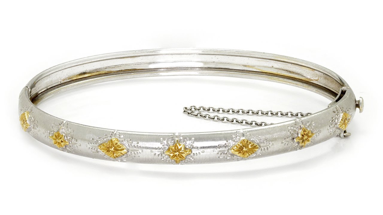 Ladies Italian Designer Bangle Bracelet 18K TwoTone Gold YouTube