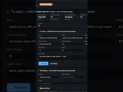 The AI Tool That Writes a Realtor's Weekly Market Update #Shorts