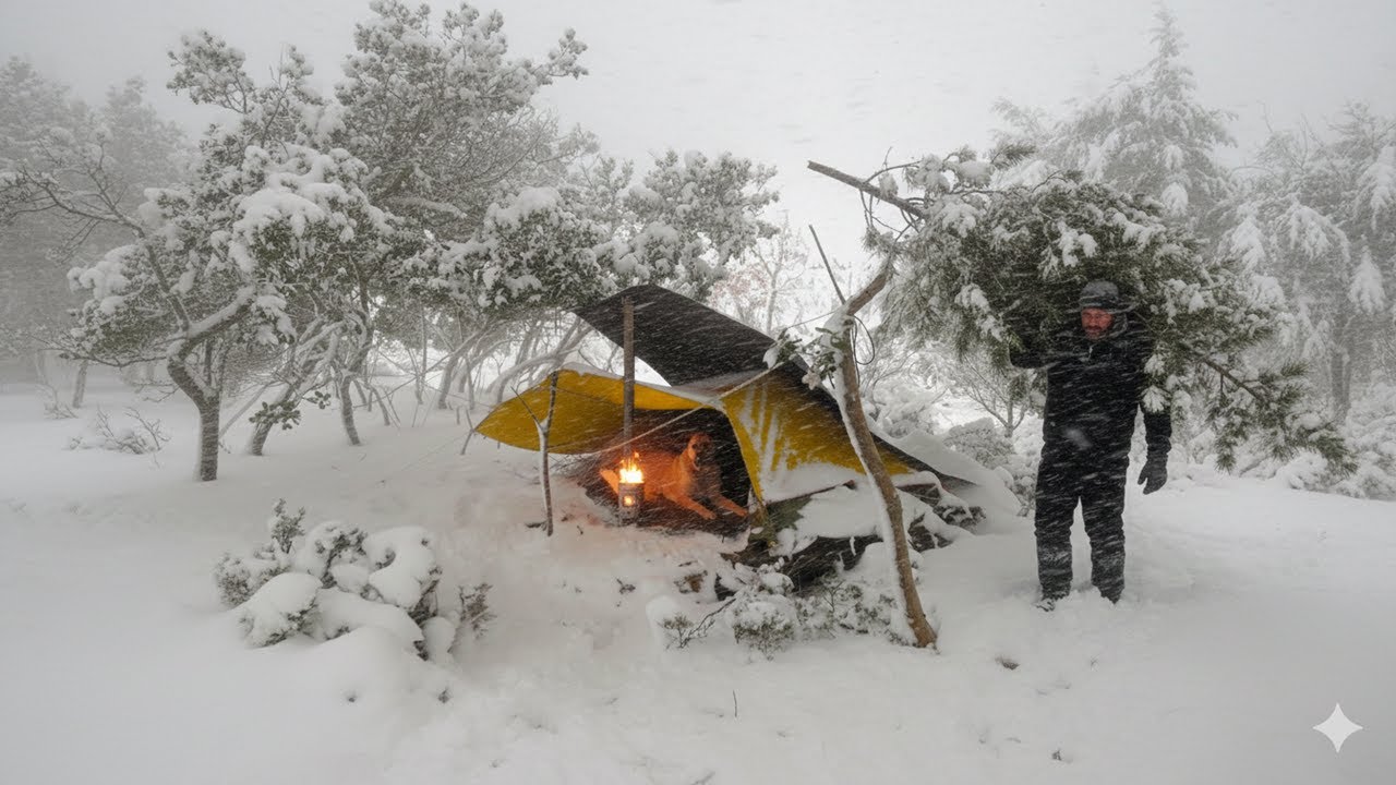 Trapped in a Deadly -40°F Winter Storm | Hot Tent Camping in Freezing Winds