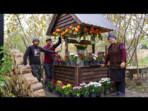 Making a Decorative Wood Well and Cooking Steaks on a Stone Grill