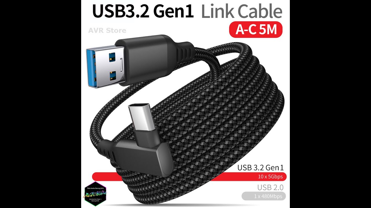 Jual Kabel Data Oculus Quest 2 Link Cable VR Rift S USB 3.2 Panjang 5 Meter IMPORT QUALITY