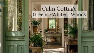 Green, Whites & Woods ~ Cozy Cottage Home Tour for Calm Living