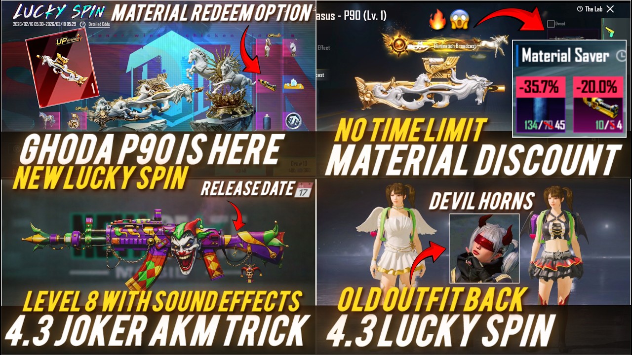 🔴NEW GHODA P90 IS HERE 🔥😱MATERIAL DISCOUNT✅ NEW JOKER AKM TRICK & RELEASE DATE 🔥OLD LUCKY SPIN BACK🔥