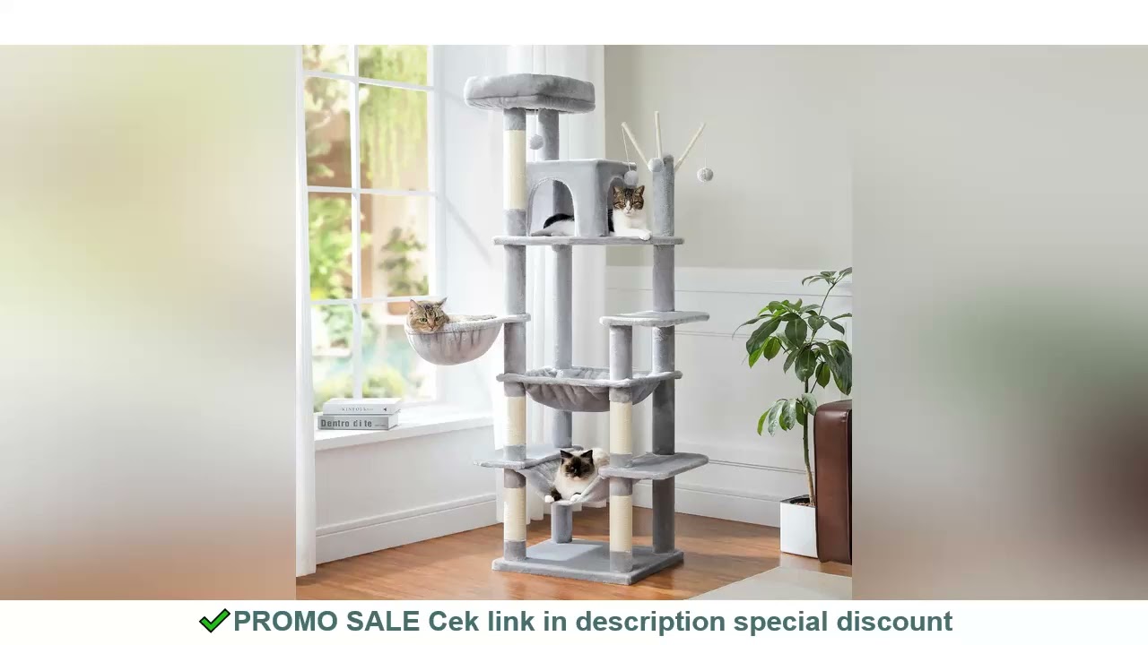 Large Cat Tree for Indoor Large Cats Tall Cat Tower for Fat Cats with Super Big Hammock, Cat Climbin