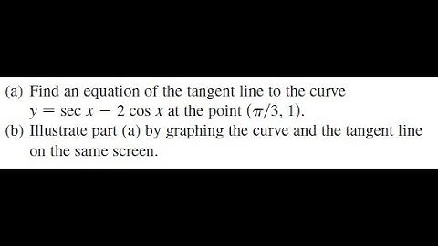 Find an equation of the tangent line to the curve y = sec x - 2 cos x at the point (pi/3, 1)