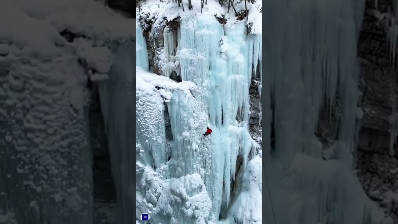 📍Ice climbing in Johnston Canyon in Banff, Canada