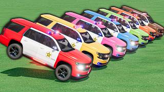 MEGA POLICE HAUL! Colorful Sheriff Tahoe Fleet on Crazy Ramps FOR KIDS screenshot 5
