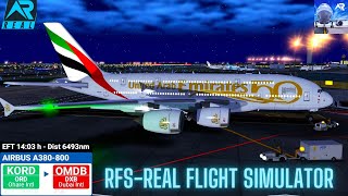 RFS–Real Flight Simulator–Chicago–To–Dubai–Full Flight–A380–Emirates–Full HD–Real Route