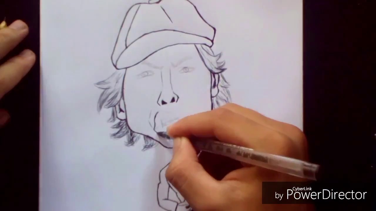 FAZENDO A CÓPIA DA CARICATURA DO ANGUS YOUNG GUITARRISTA DO AC - DC