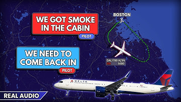 Smoke in the cabin. Delta Airbus A321neo performs emergency landing at Boston. Real ATC