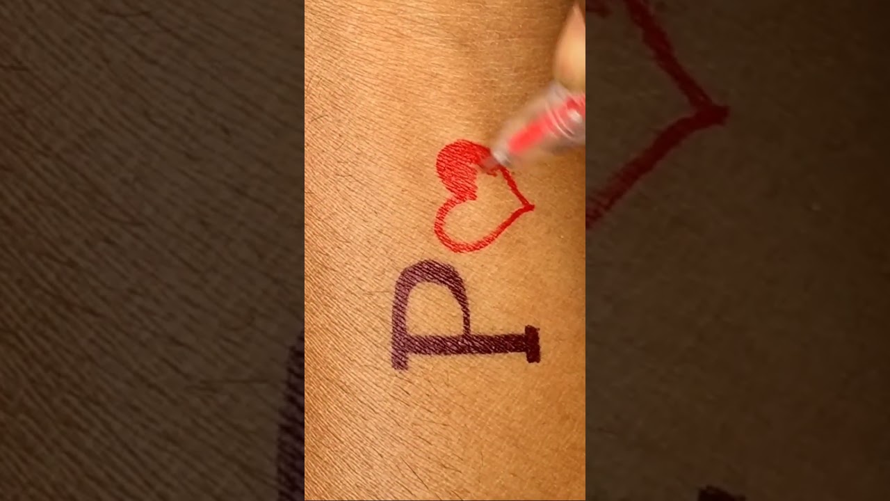 P Letter Name Tattoo Design||