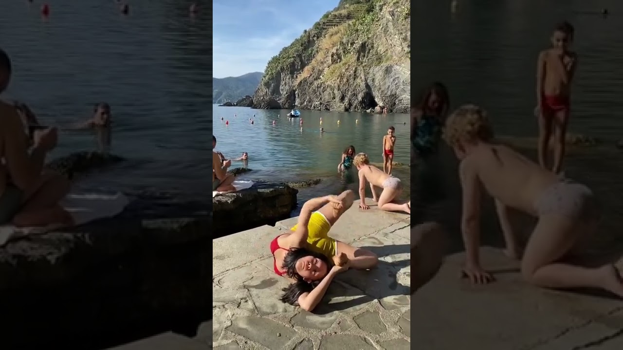 Contortion Yoga Flexible Backbend - Donut - Vernazza, Cinque Terre, Italy - Autumn Vacation