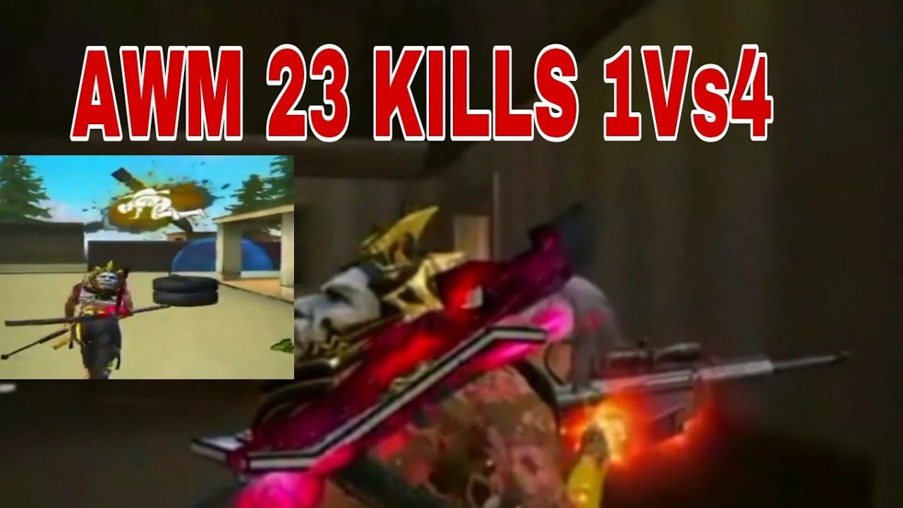 FreeFireGamePlay AWM 23 Kills 1Vs4 - YouTube