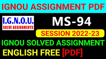 MS-94 Solved Assignment 2022-23 in English, MS 94 Solved Assignment 2023, MS 94 Assignment