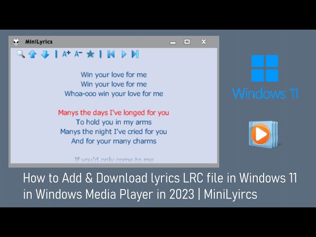 How to Add u0026 Download lyrics LRC file in Windows 11 in 2023 | Windows Media Player | MiniLyircs class=