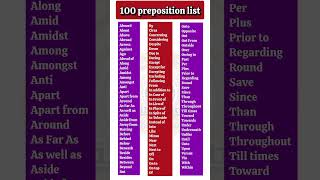 100 Preposition list | প্রিপোজিশন লিস্ট |preposition words #grihotution #youtubeshorts #preposition