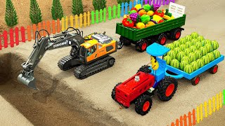 Diy tractor making mini Concrete Road, Construction Vehicles | Tractor Stuck in Deep Hole | HP Mini