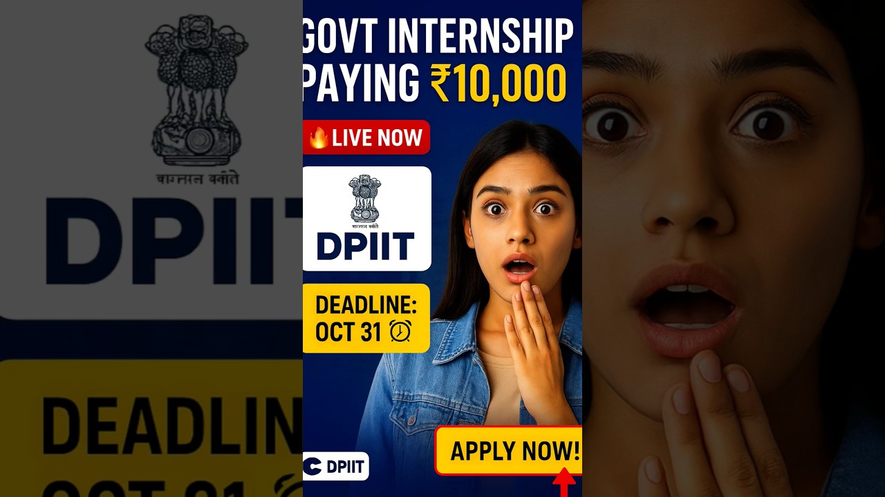 Don’t Miss This Golden Chance! Govt Internship + Stipend ₹10,000 🤯 | DPIIT Internship Scheme 2025