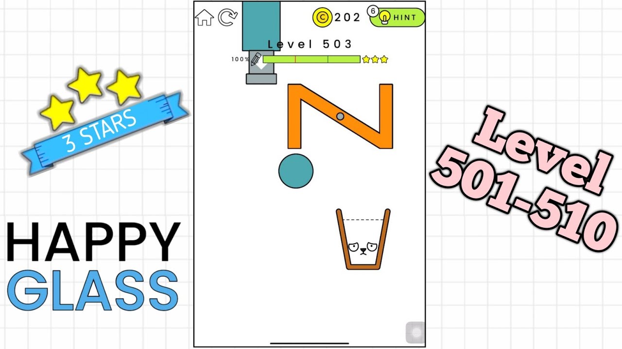 Happy Glass Gameplay | Level 501-510 | 3 Stars⭐ | Handsome Gaming