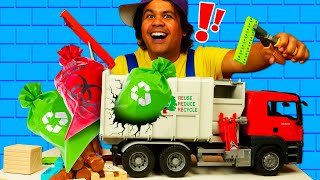 Consertando a Alavanca: A Ajuda do Mecânico de Brinquedos para o Caminhão de Lixo! Video infantil.