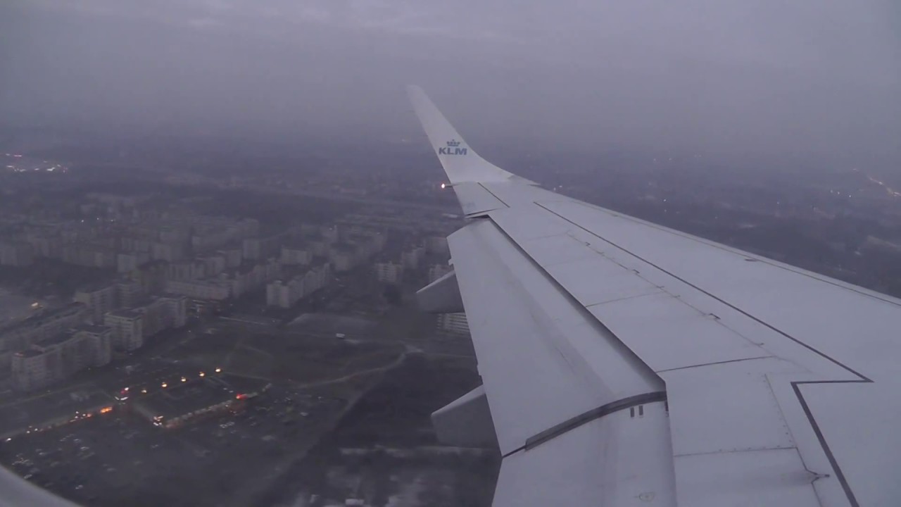 KLM Embraer 190 landing at Warsaw Chopin Airport