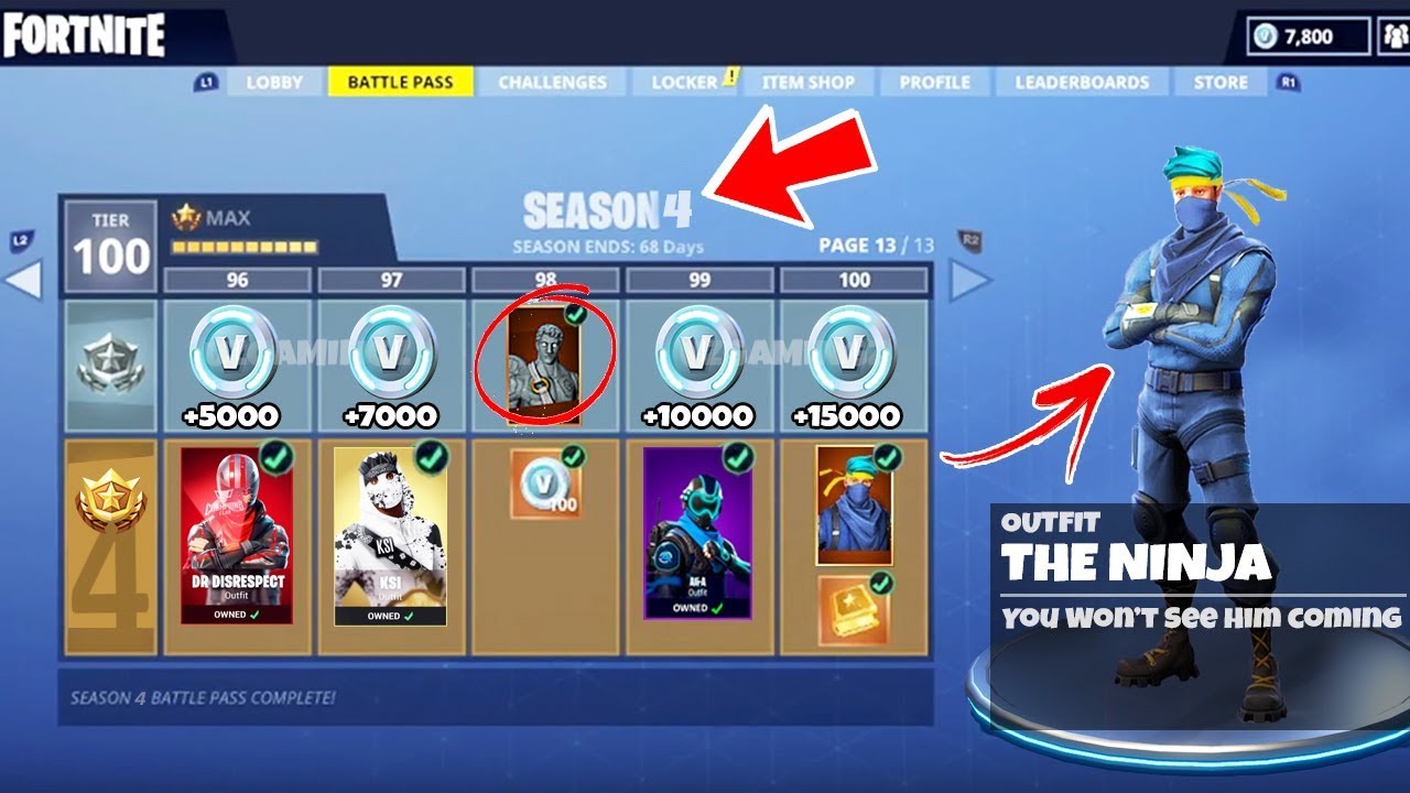 new season 4 battle pass tier 100 leaked leaked ninja theme item in the new battle pass fortnite - fortnite season 7 battle pass leaked