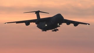 USAF Lockheed Martin C5M Super Galaxy Sunset Landing at Prestwick Airport