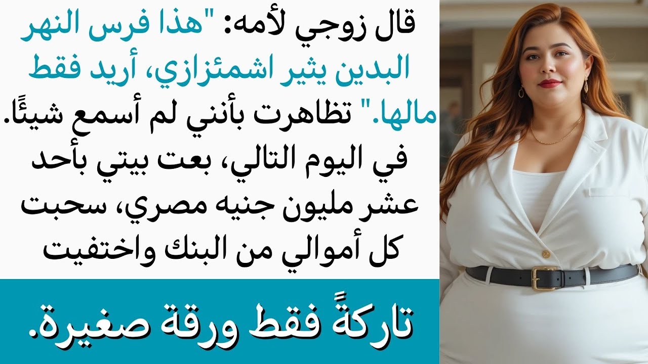 قال زوجي لأمه إنني مثيرة للاشمئزاز ولا يريدني إلا لمالي، وفي اليوم التالي اختفيت بكل أموالي