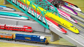 TOMIX＆KATOの名作Nゲージ鉄道コレクションを開封：E5系、E6系、E7／W7系、500 TYPE EVA、ドクターイエロー！高架レールと山岳トンネルのジオラマで走行！