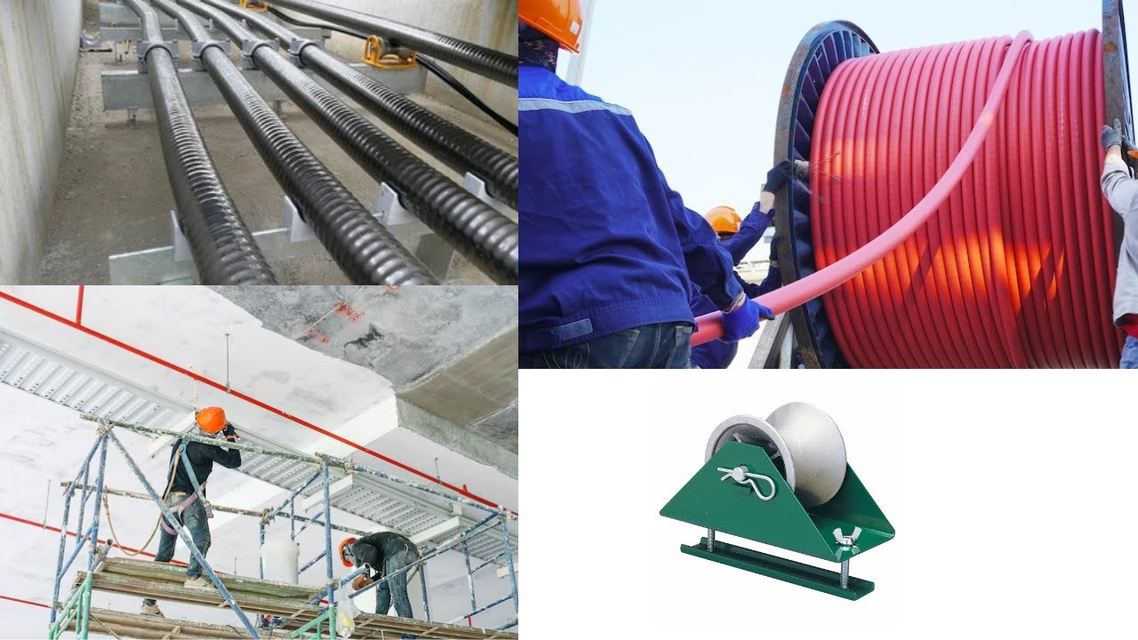 سحب الكبلات الكهربية على Cable Tray  بواسطة ماتور كهربي - Cable Pulling with electric motor