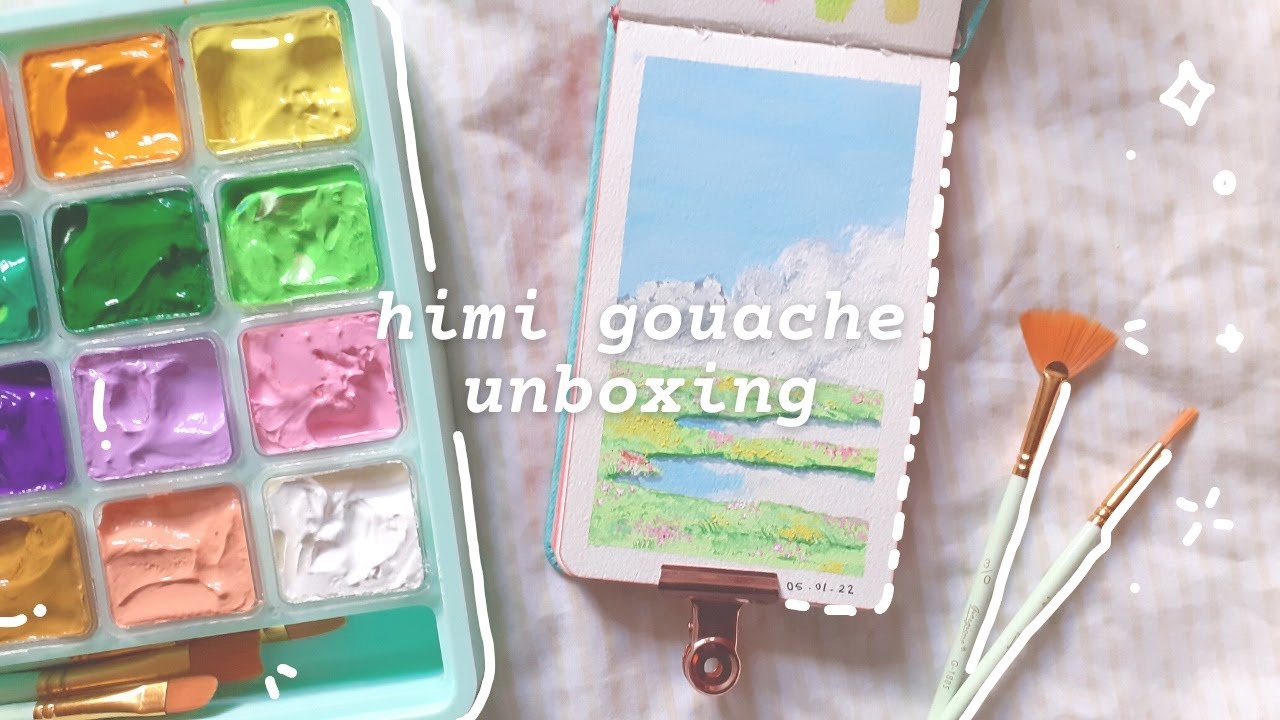 miya himi jelly gouache unboxing + speedpaint with me 🌱 - YouTube