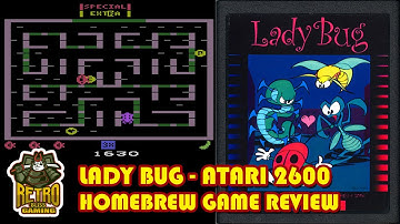 Lady Bug - Atari 2600 Homebrew Game Unboxing, Review, and Gameplay