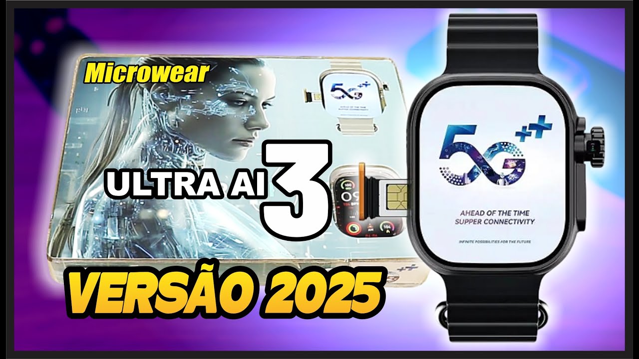 Smartwatch Microwear Ultra AI 3 VERSÃO 2025 com SISTEMA ANDROID e INTERNET 5G