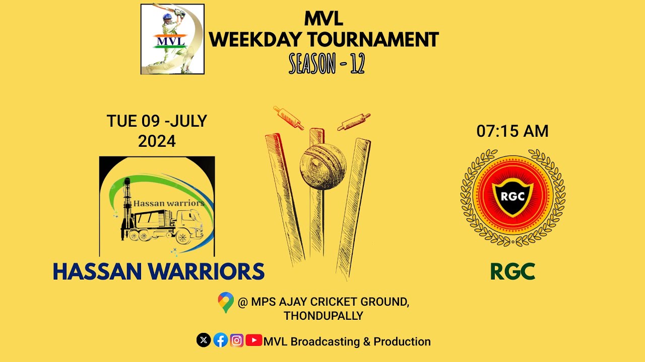 MVL WEEKDAY SEASON - 12 || ( HASSAN WARRIORS v/s RGC ) || - YouTube