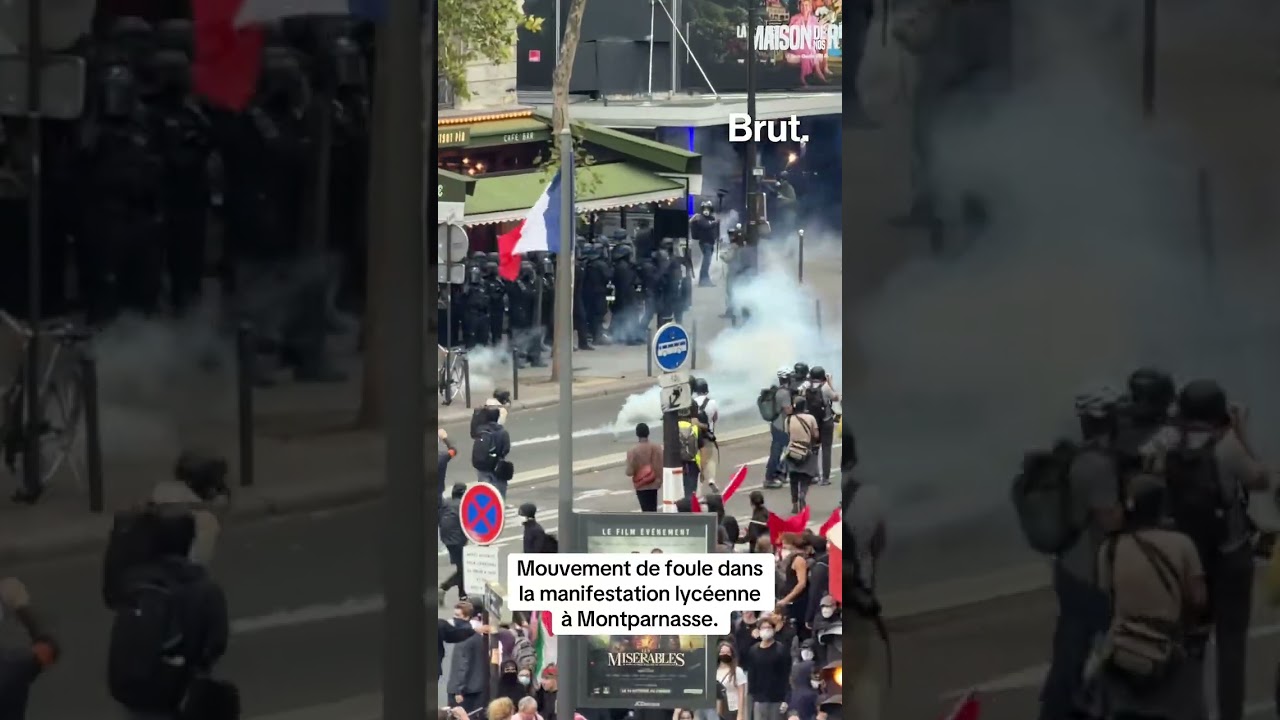 Mouvement de foule dans la manifestation lycéenne à Montparnasse.