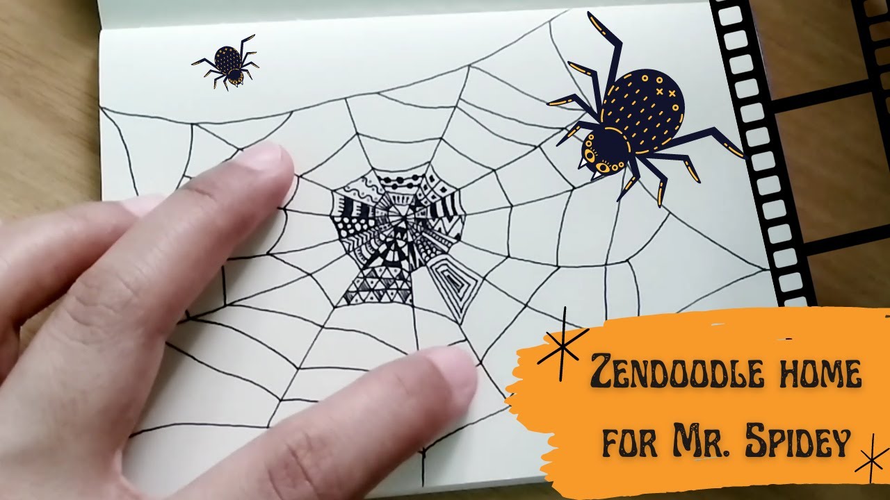 Easy Zentangle for Kids and Adults with Spiderwebs