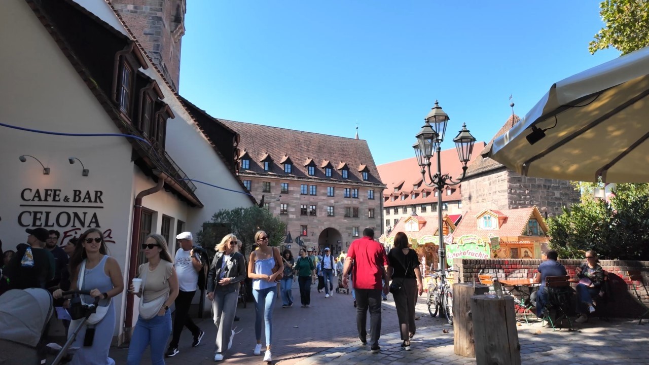 Nürnberg Innenstadt 4k - Insel Schütt/Altstadtfest - Hans-Sachs-Platz - Obstmarkt