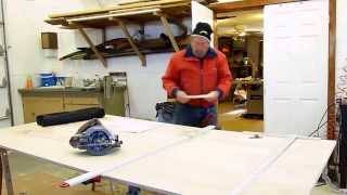 Cutting a 4 x 8 sheet of plywood using a Bora edge guide