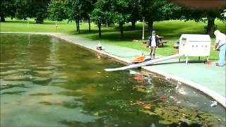 Slipway launch and recovery of a model Tamar lifeboat